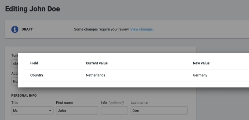 Easily compare draft changes.